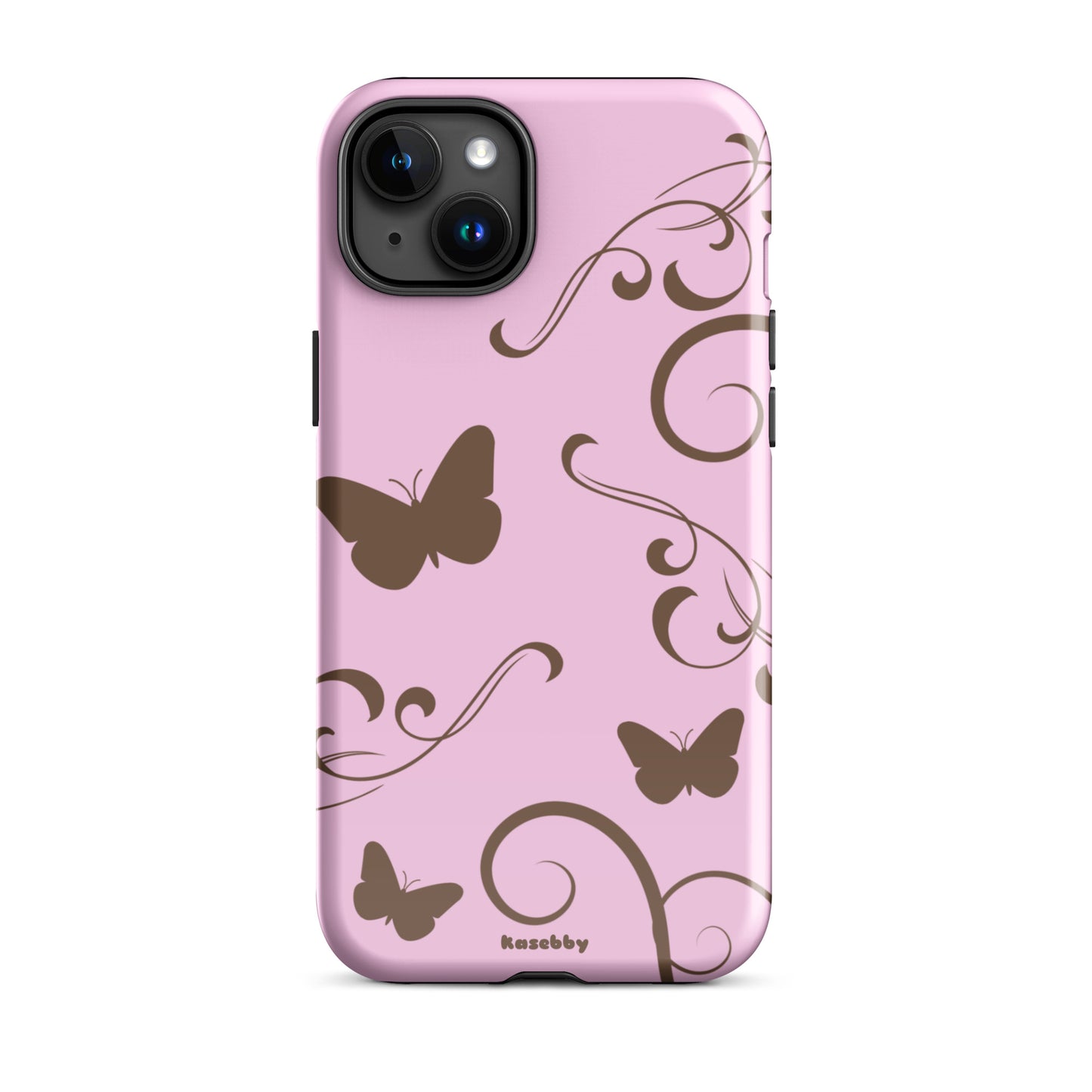 Pink and Brown Y2K Aesthetic Butterfly Swirl Phone Case - kasebby