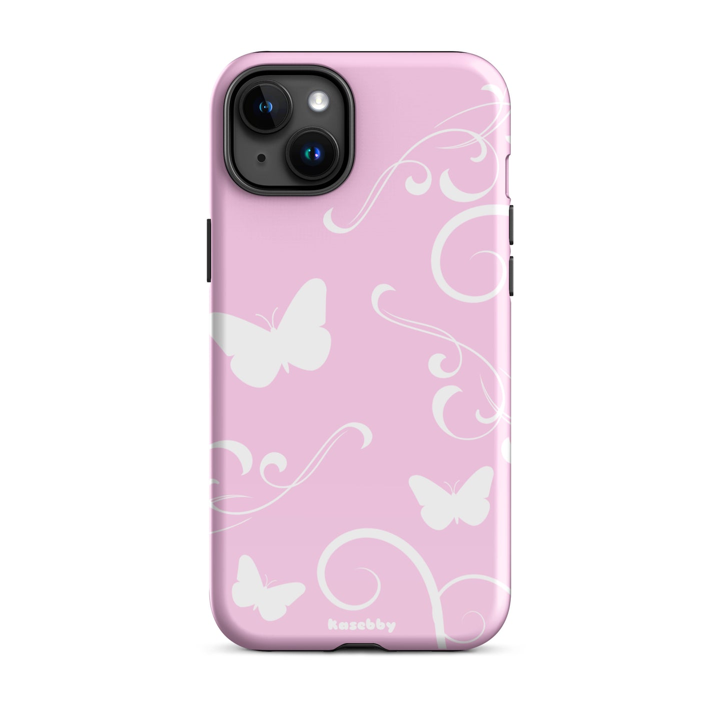 Pink and White Y2K Aesthetic Butterfly Swirl Phone Case - kasebby