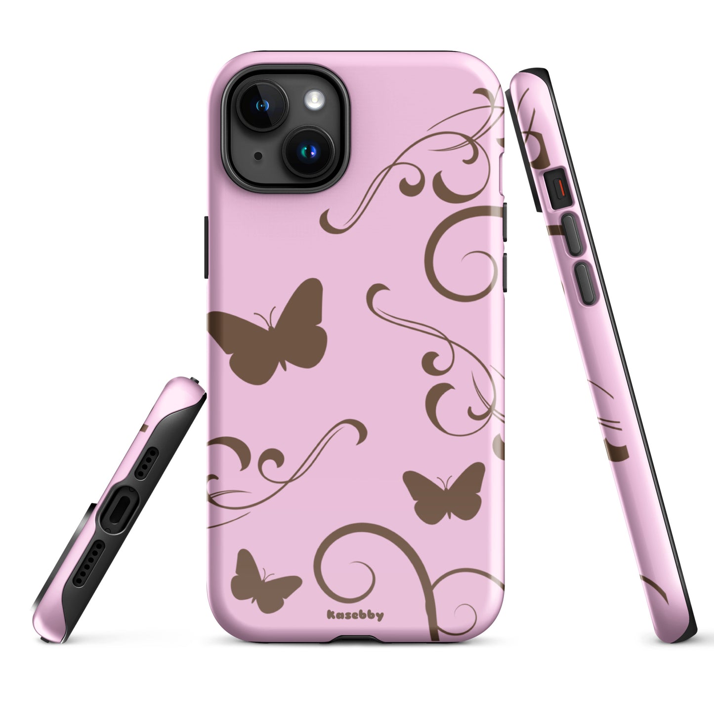 Pink and Brown Y2K Aesthetic Butterfly Swirl Phone Case - kasebby