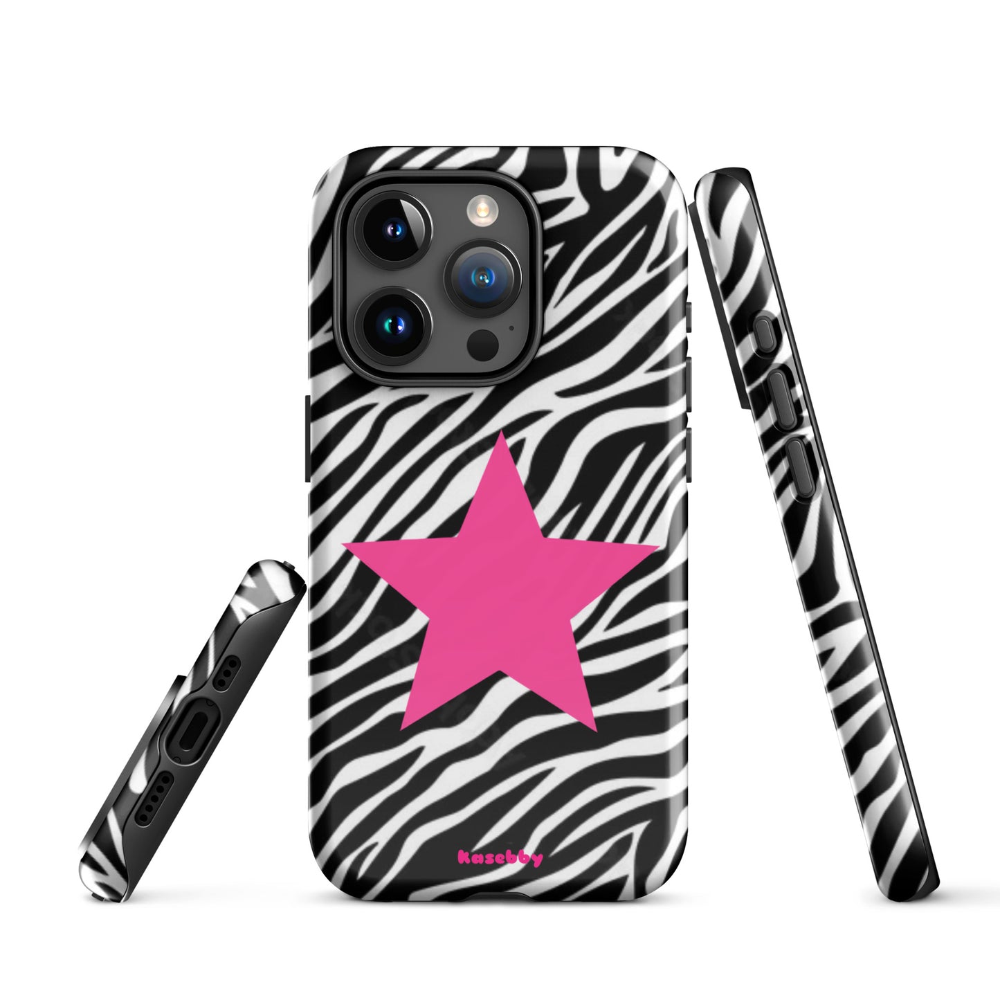 Zebra Print McBling Phone Case – Multi-Angle Durable Y2K Design