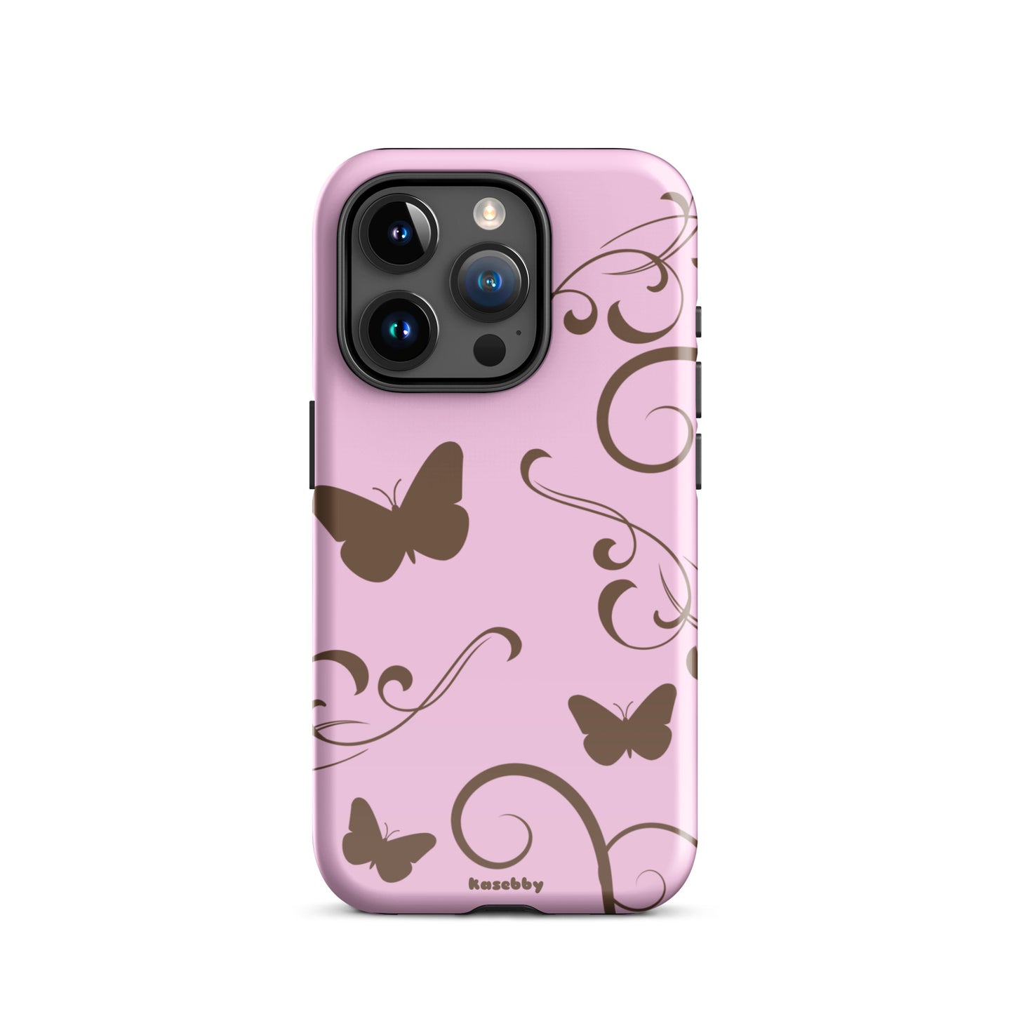 Pink and Brown Y2K Aesthetic Butterfly Swirl Phone Case - kasebby