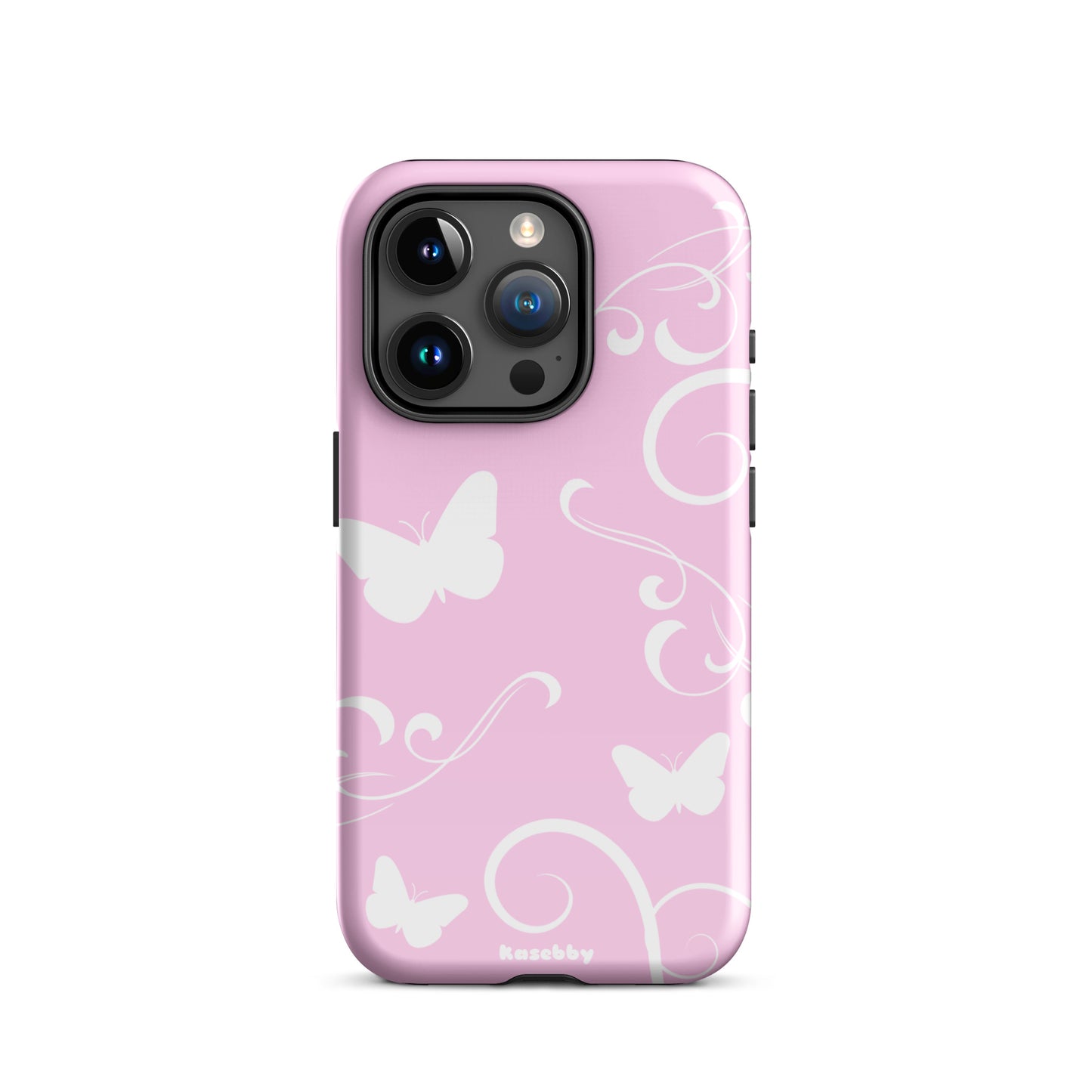 Pink and White Y2K Aesthetic Butterfly Swirl Phone Case - kasebby