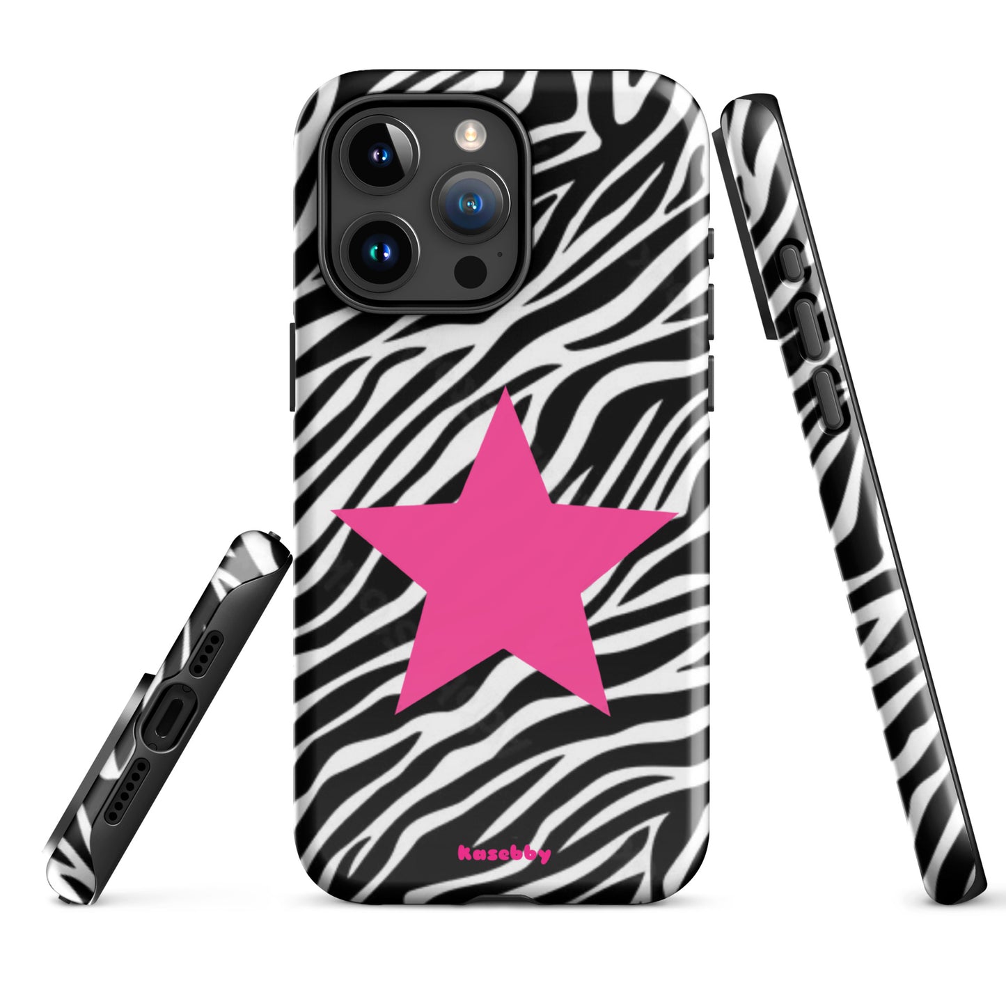 Zebra Print McBling Phone Case – Multi-Angle Durable Y2K Design