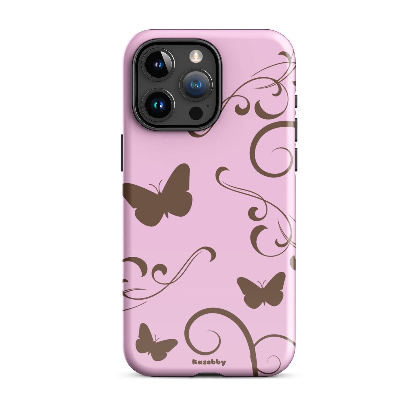 Pink and Brown Y2K Aesthetic Butterfly Swirl Phone Case - kasebby