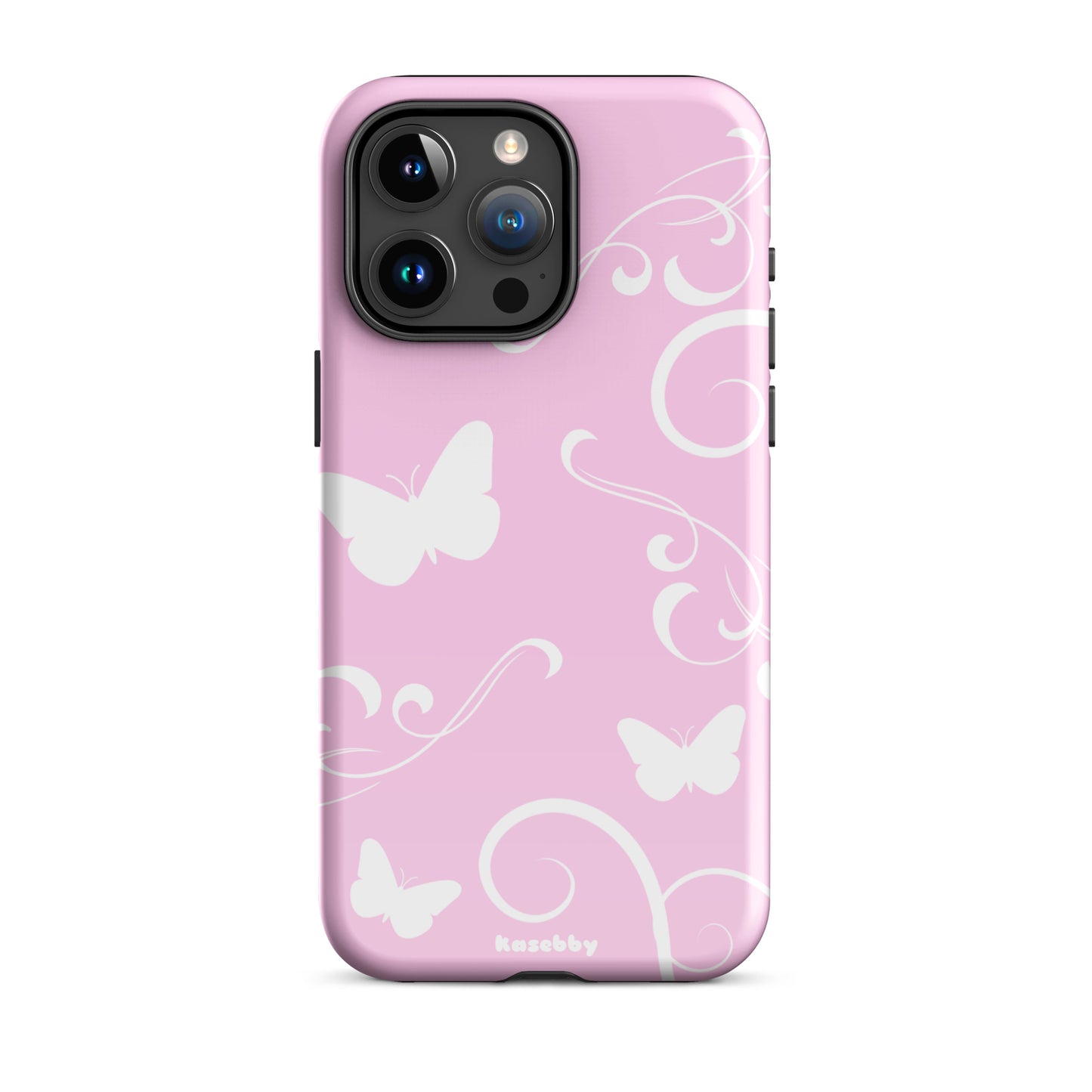 Pink and White Y2K Aesthetic Butterfly Swirl Phone Case - kasebby