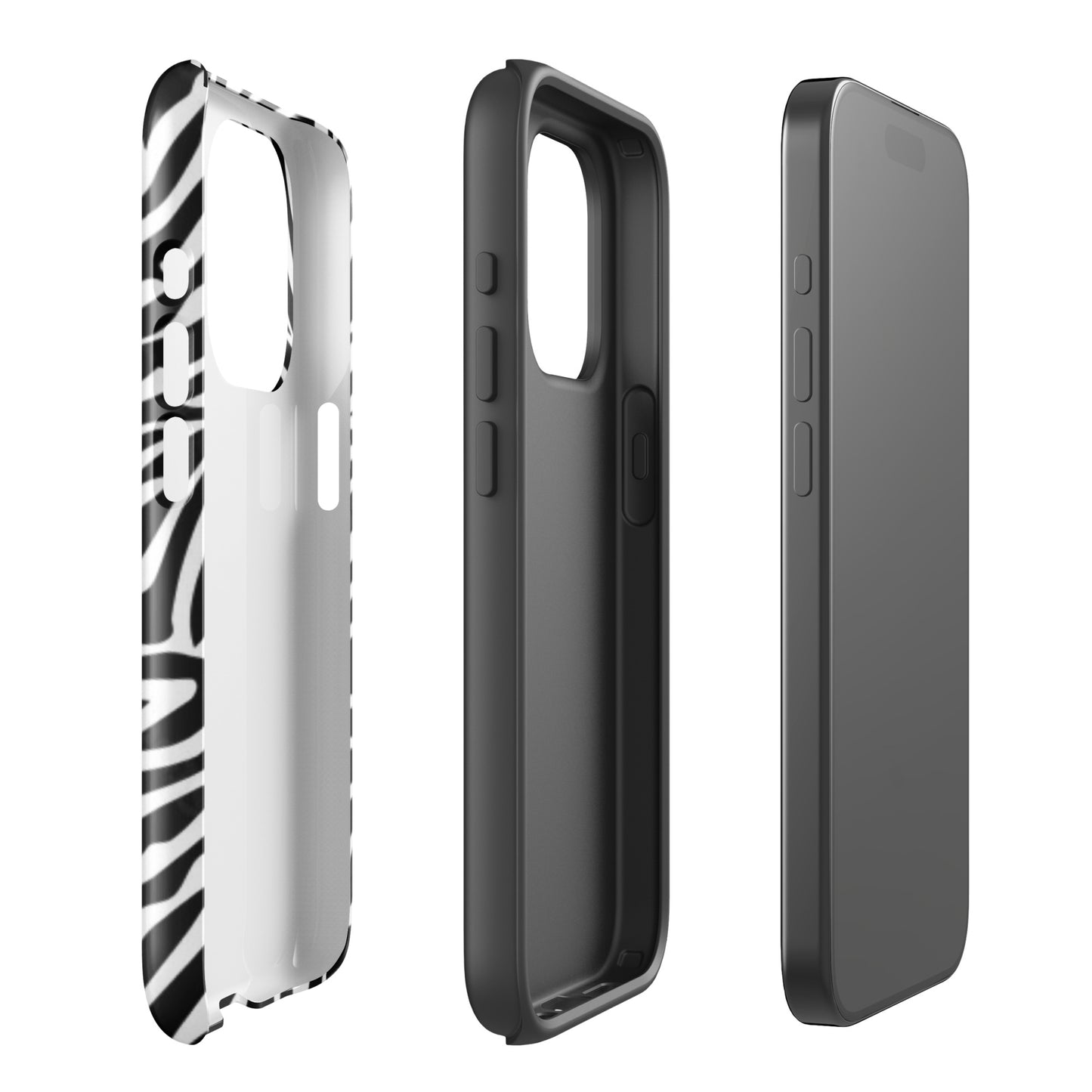 Zebra Print McBling Phone Case – Dual Layer TPU + Polycarbonate Shockproof