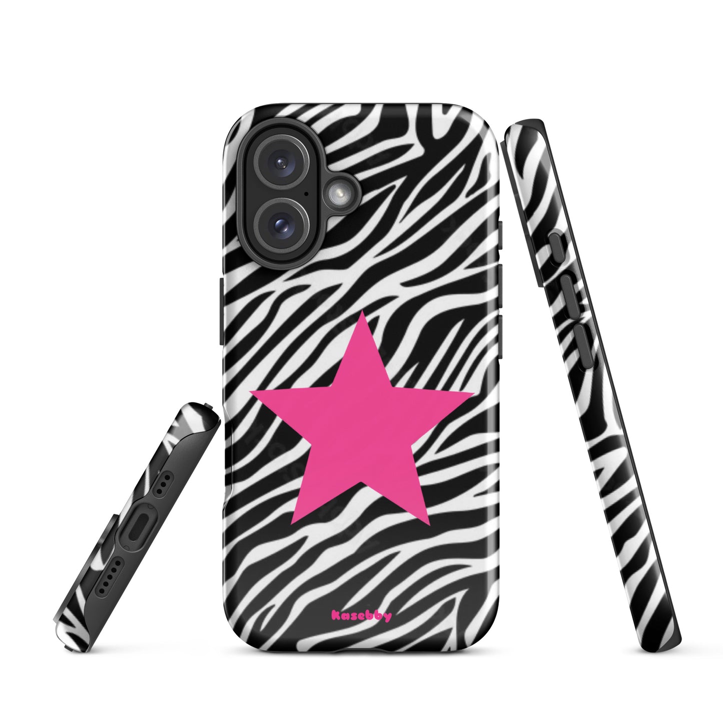 Zebra Print McBling Phone Case – Multi-Angle Durable Y2K Design