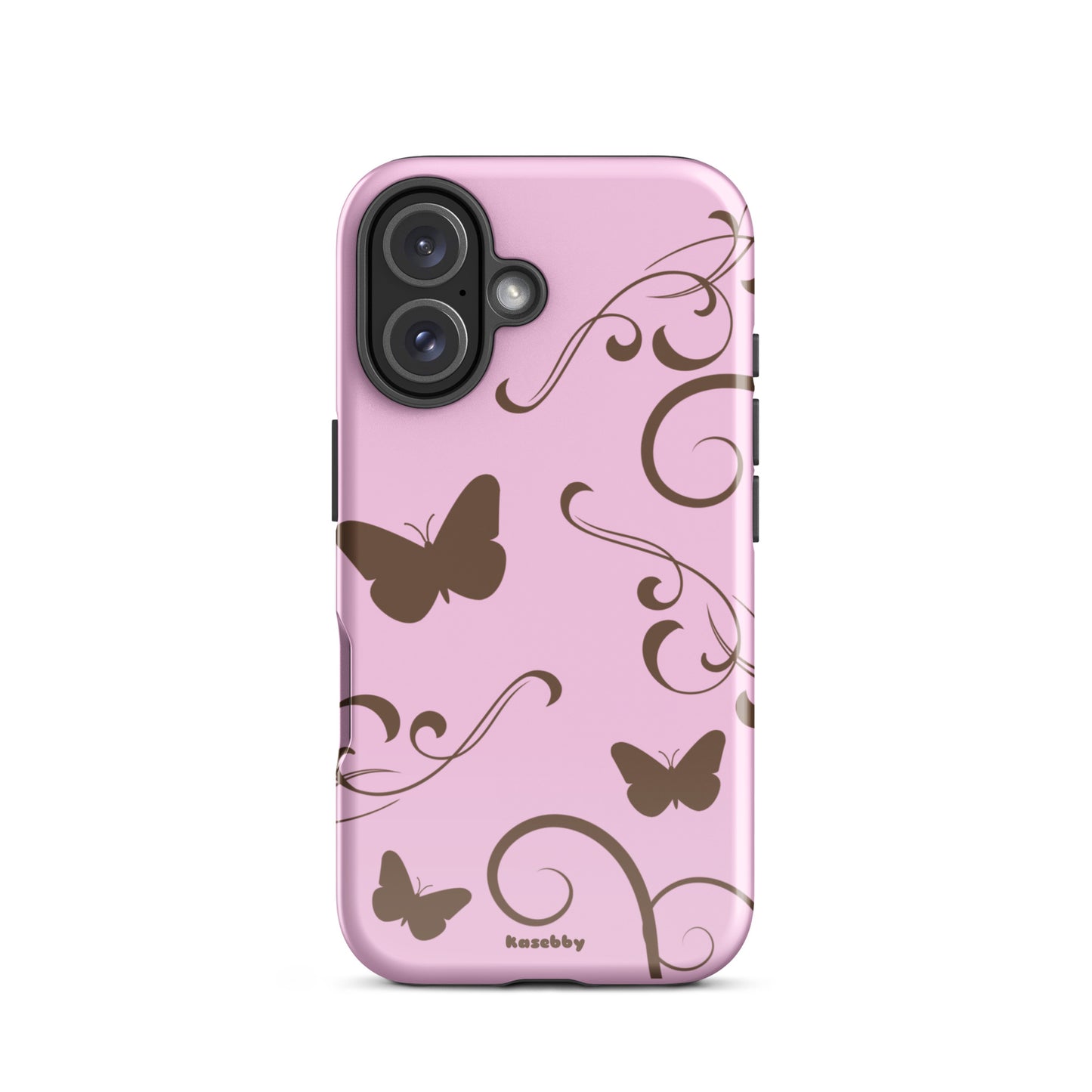 Pink and Brown Y2K Aesthetic Butterfly Swirl Phone Case - kasebby