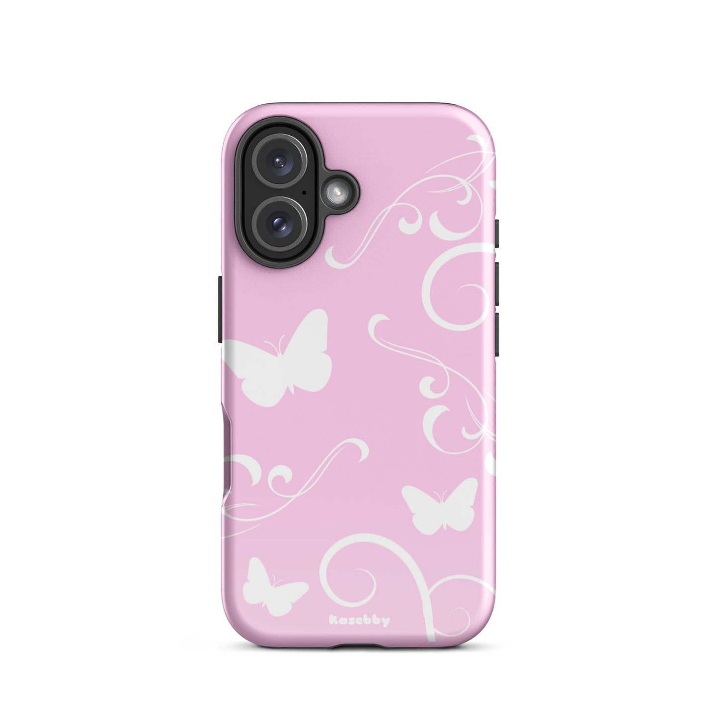 Pink and White Y2K Aesthetic Butterfly Swirl Phone Case - kasebby