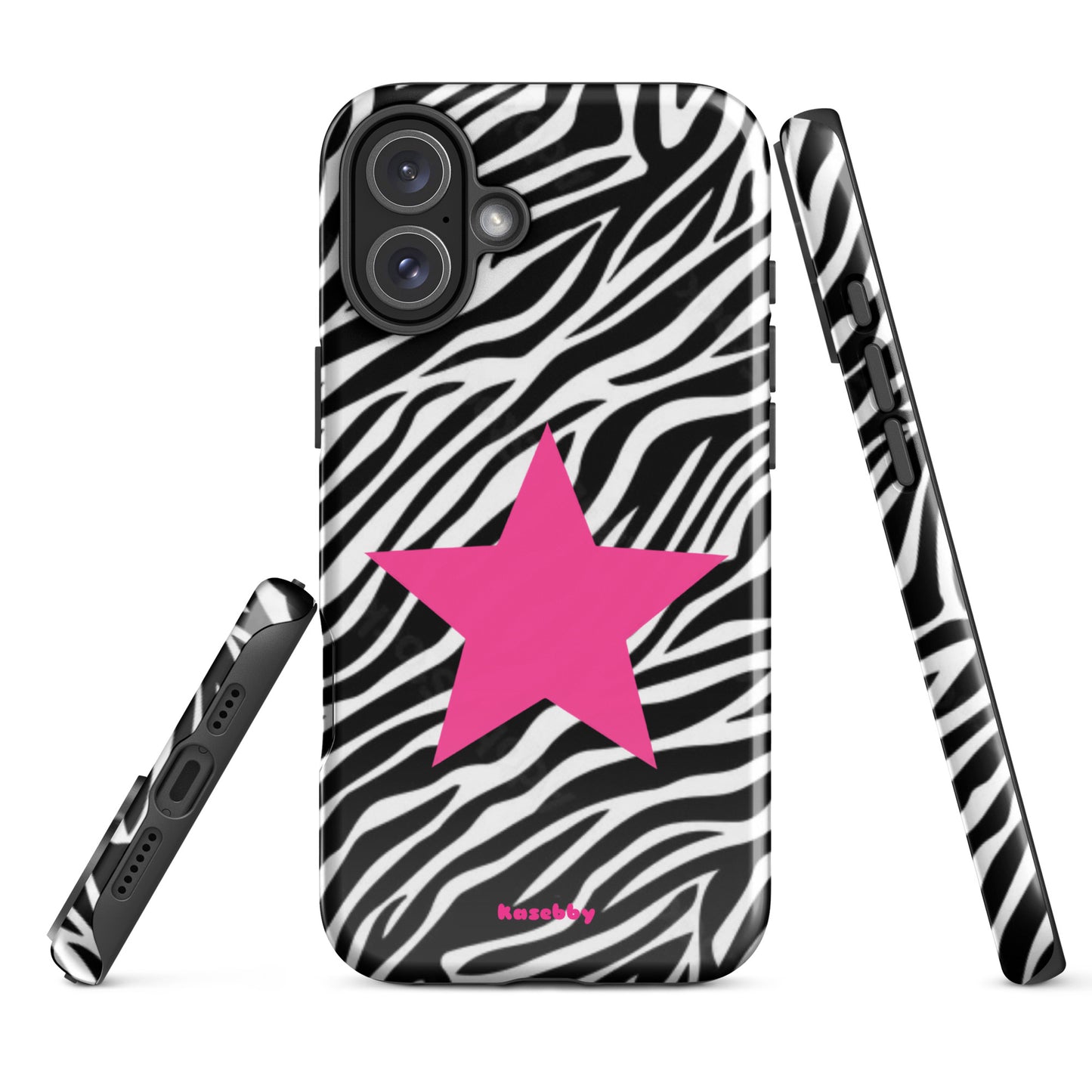 Zebra Print McBling Phone Case – Multi-Angle Durable Y2K Design