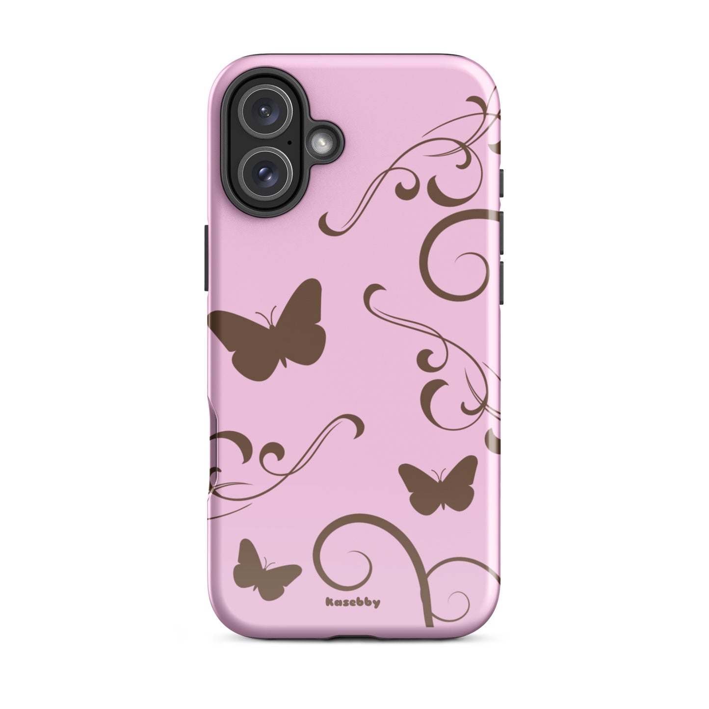 Pink and Brown Y2K Aesthetic Butterfly Swirl Phone Case - kasebby