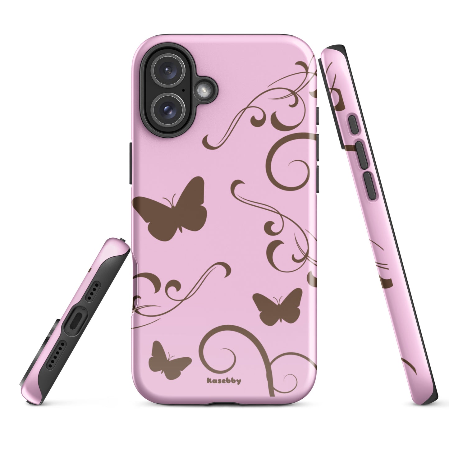 Pink and Brown Y2K Aesthetic Butterfly Swirl Phone Case - kasebby