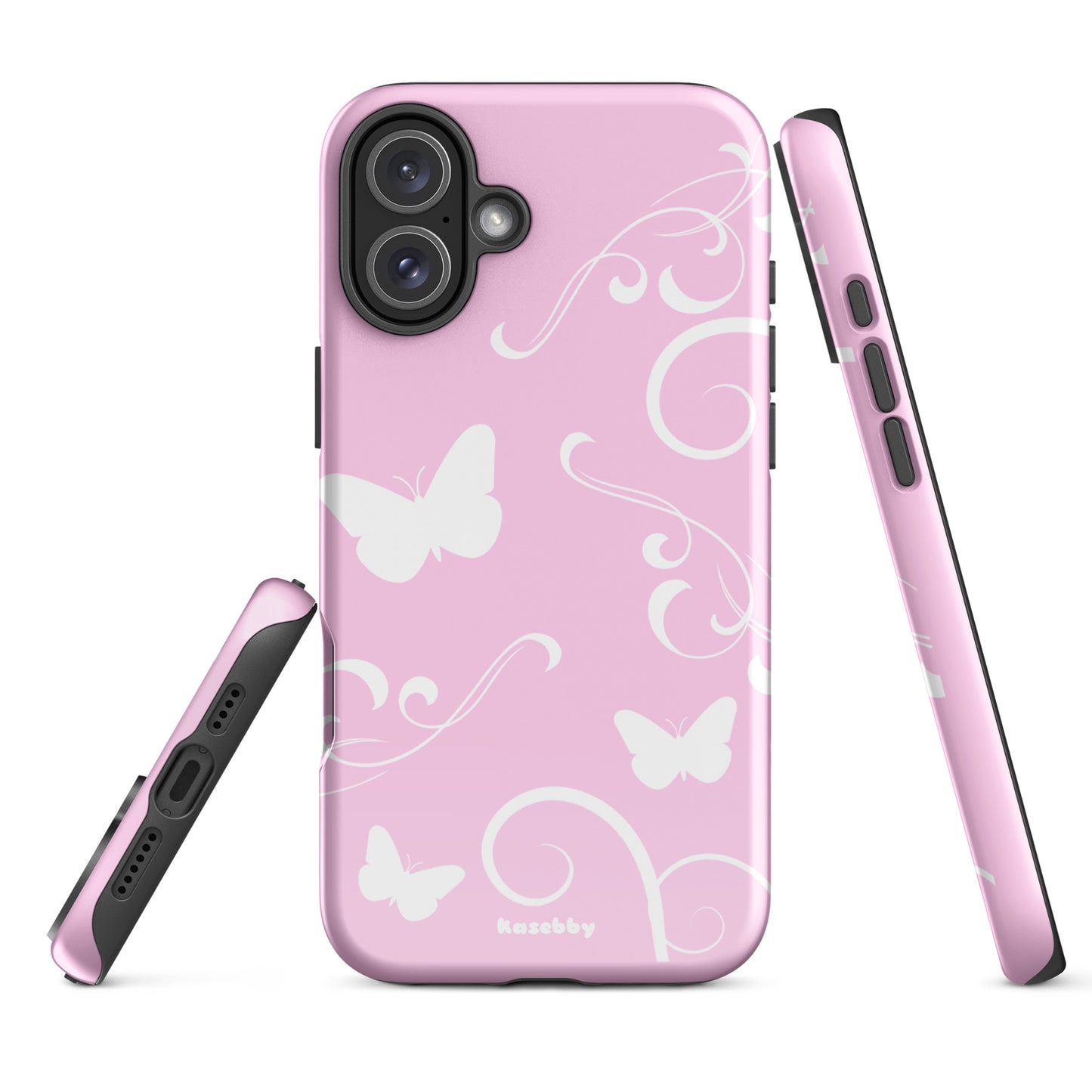 Pink and White Y2K Aesthetic Butterfly Swirl Phone Case - kasebby