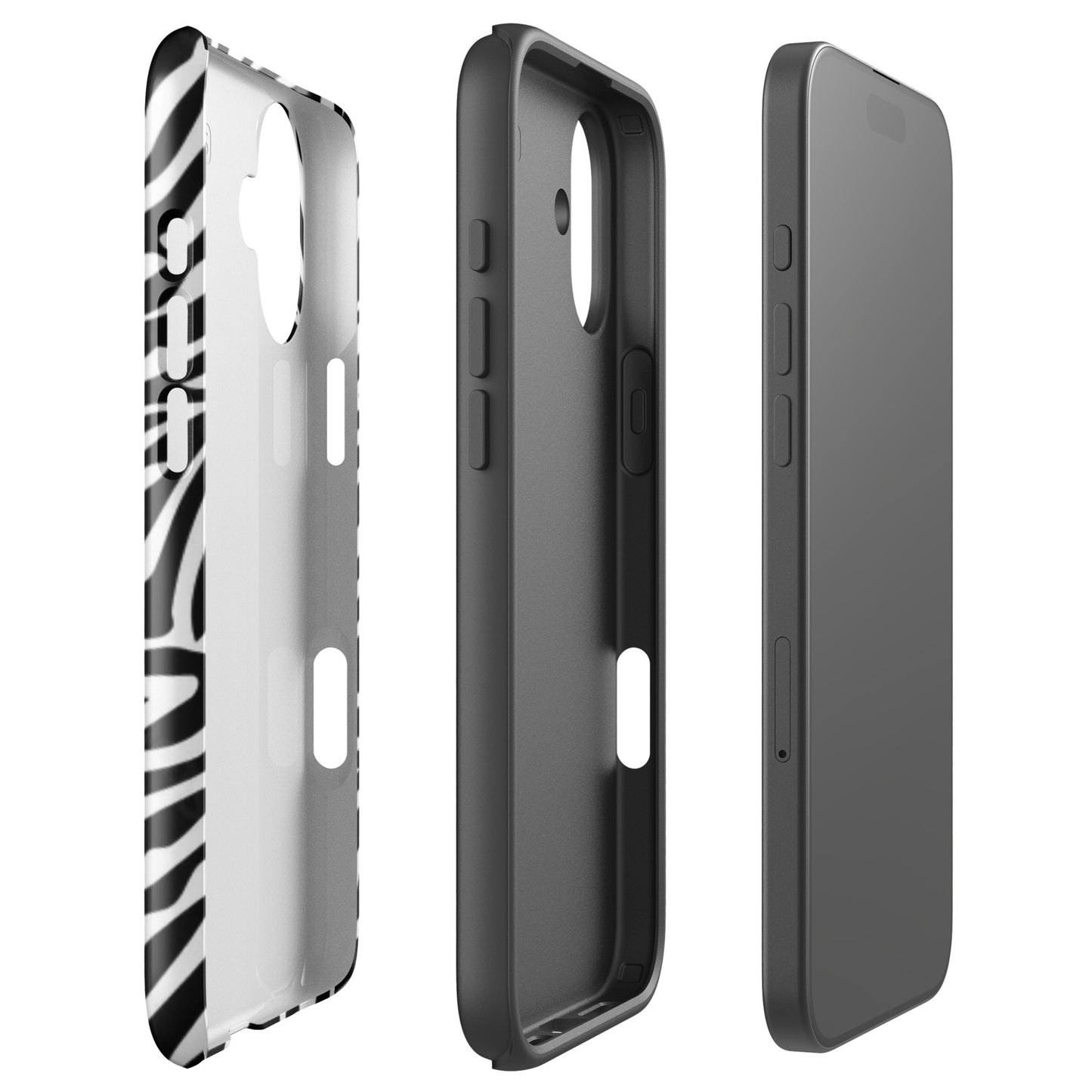 Zebra Print McBling Phone Case – Dual Layer TPU + Polycarbonate Shockproof