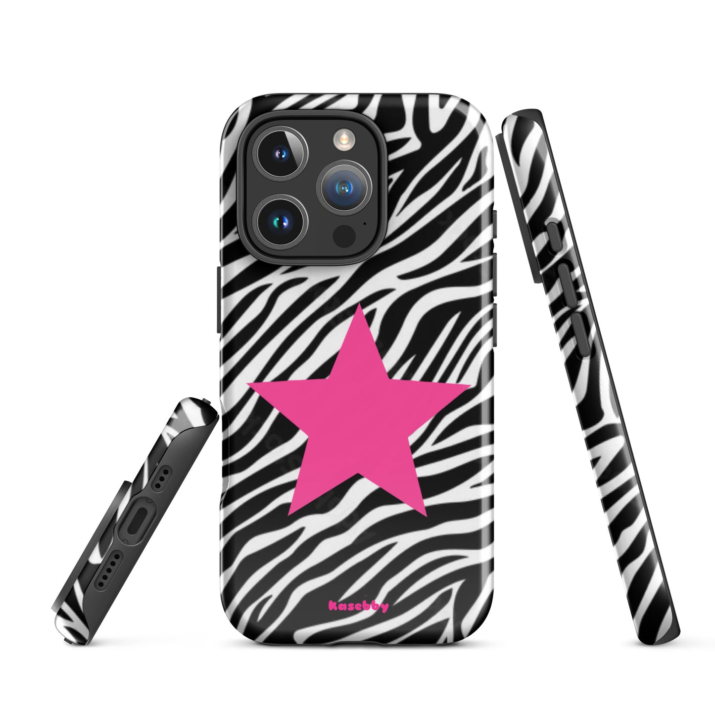 Zebra Print McBling Phone Case – Multi-Angle Durable Y2K Design