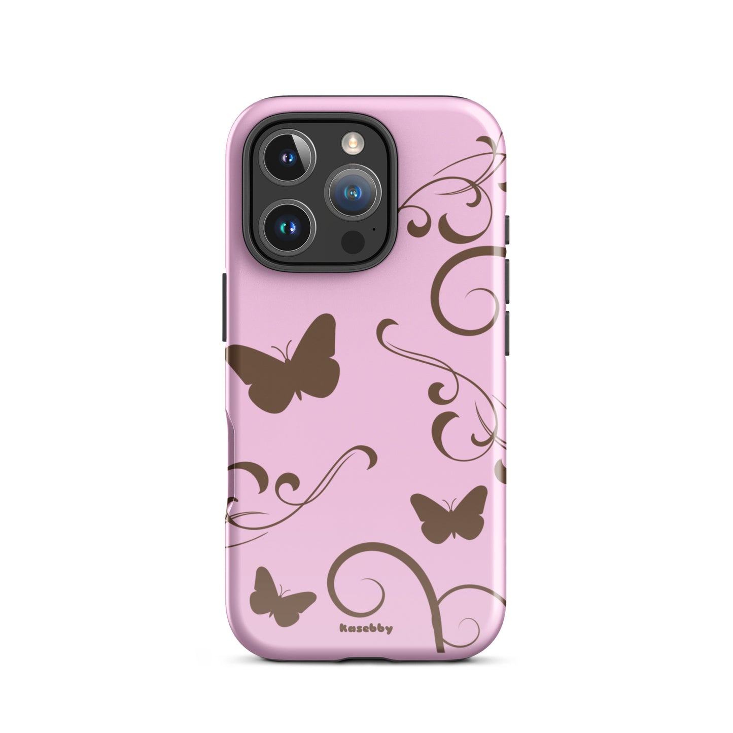 Pink and Brown Y2K Aesthetic Butterfly Swirl Phone Case - kasebby