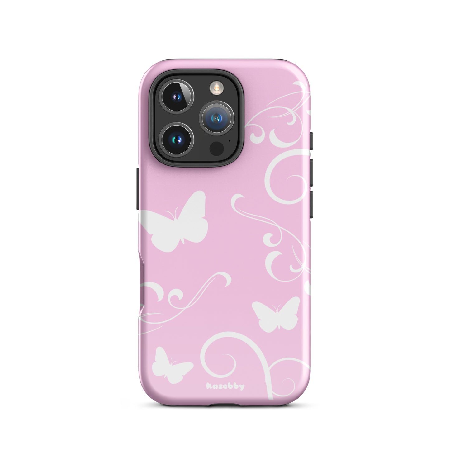 Pink and White Y2K Aesthetic Butterfly Swirl Phone Case - kasebby