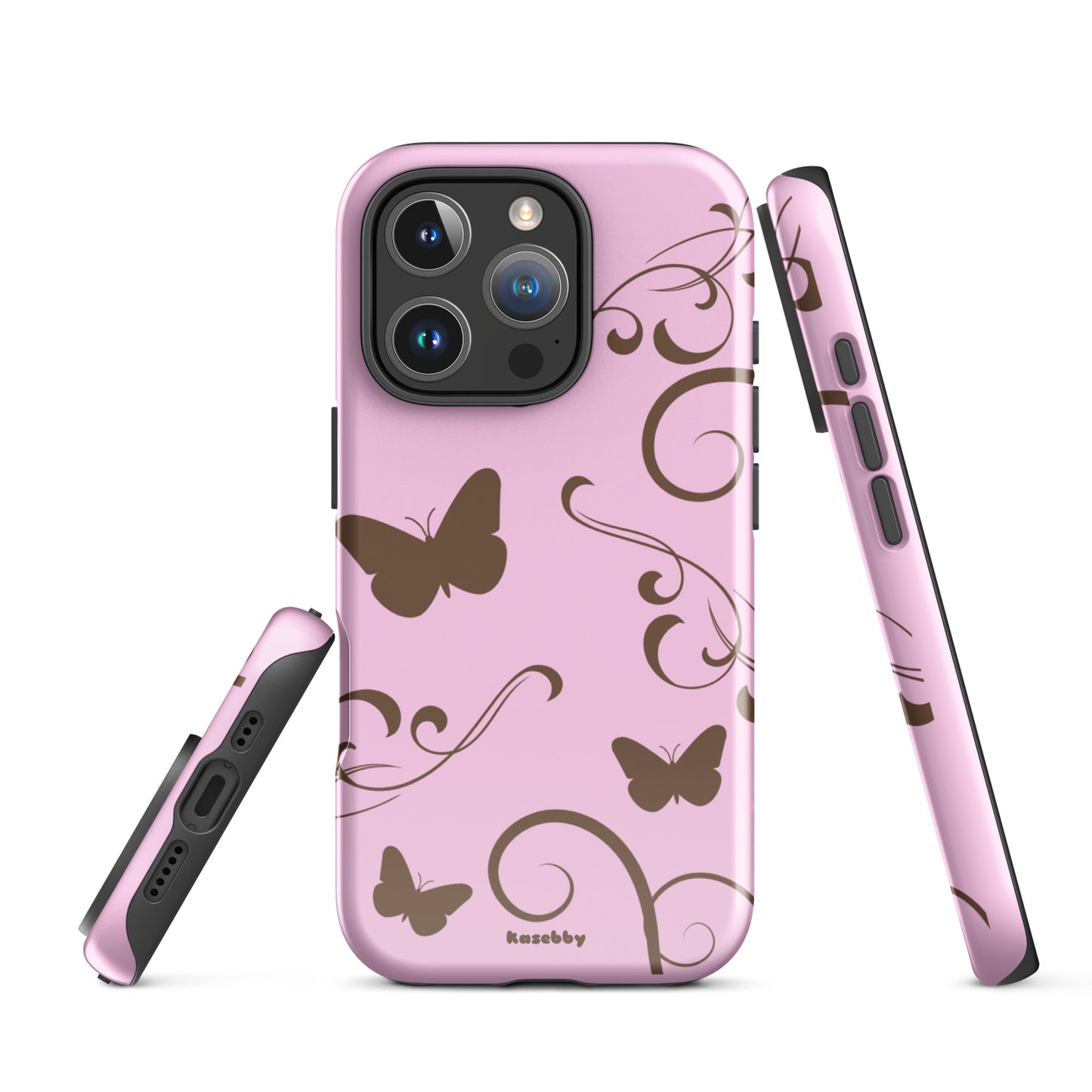 Pink and Brown Y2K Aesthetic Butterfly Swirl Phone Case - kasebby