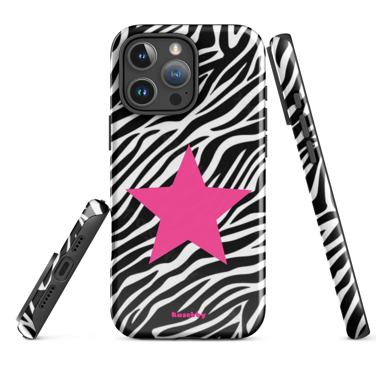 Zebra Print McBling Phone Case – Multi-Angle Durable Y2K Design