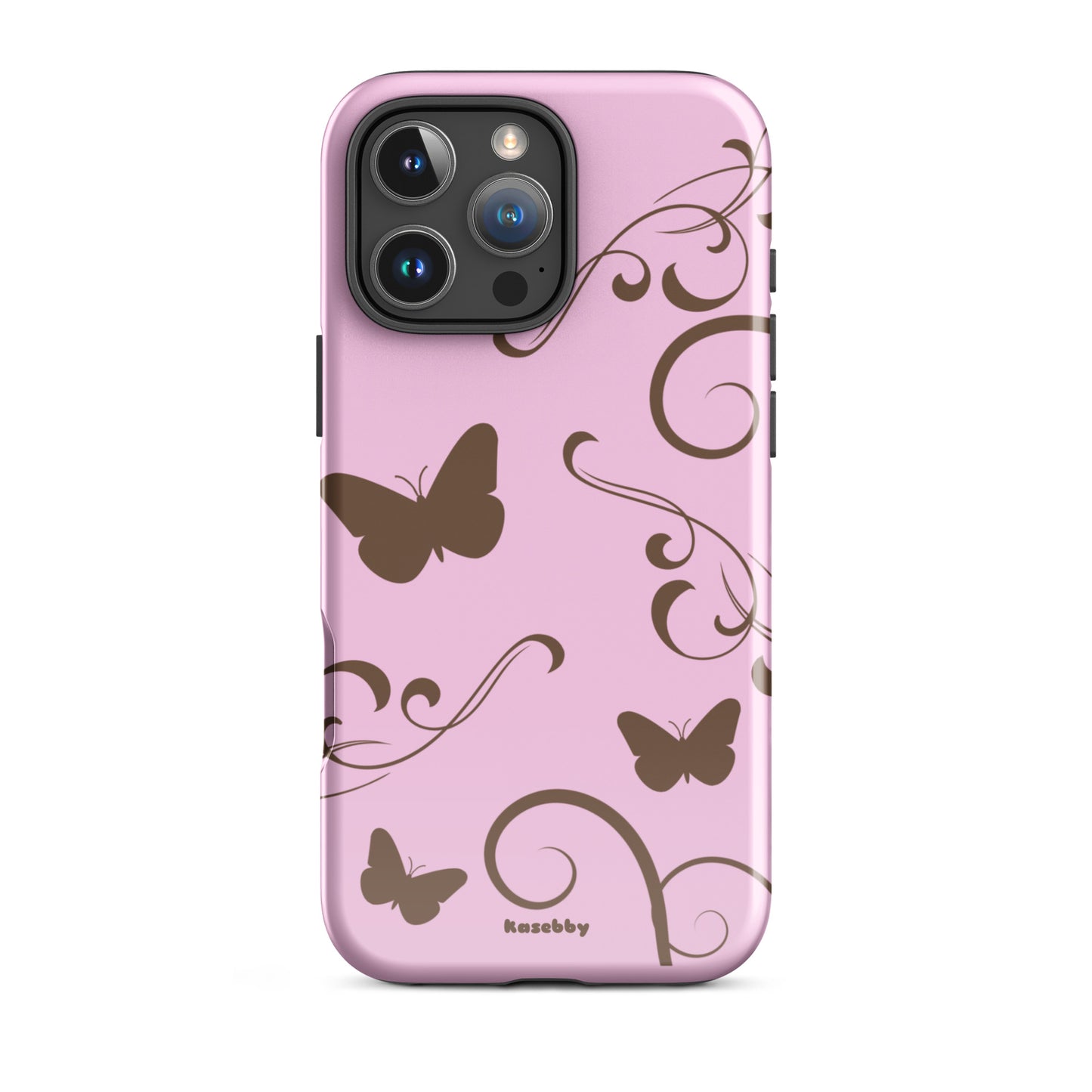 Pink and Brown Y2K Aesthetic Butterfly Swirl Phone Case - kasebby