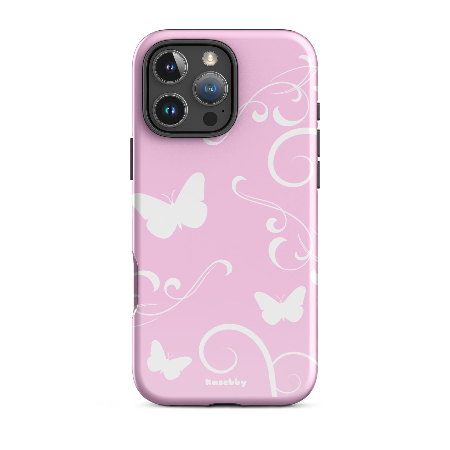 Pink and White Y2K Aesthetic Butterfly Swirl Phone Case - kasebby