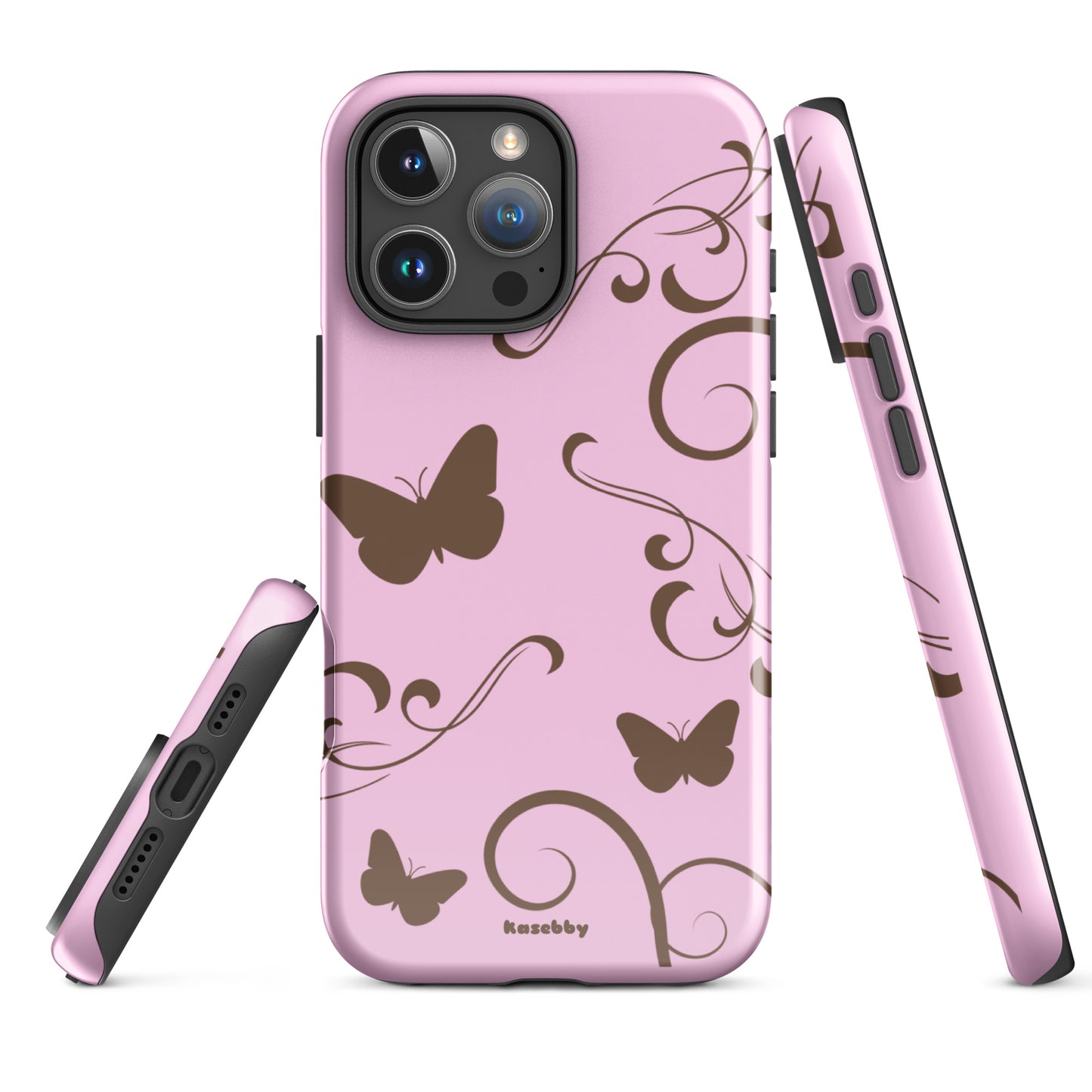 Pink and Brown Y2K Aesthetic Butterfly Swirl Phone Case - kasebby