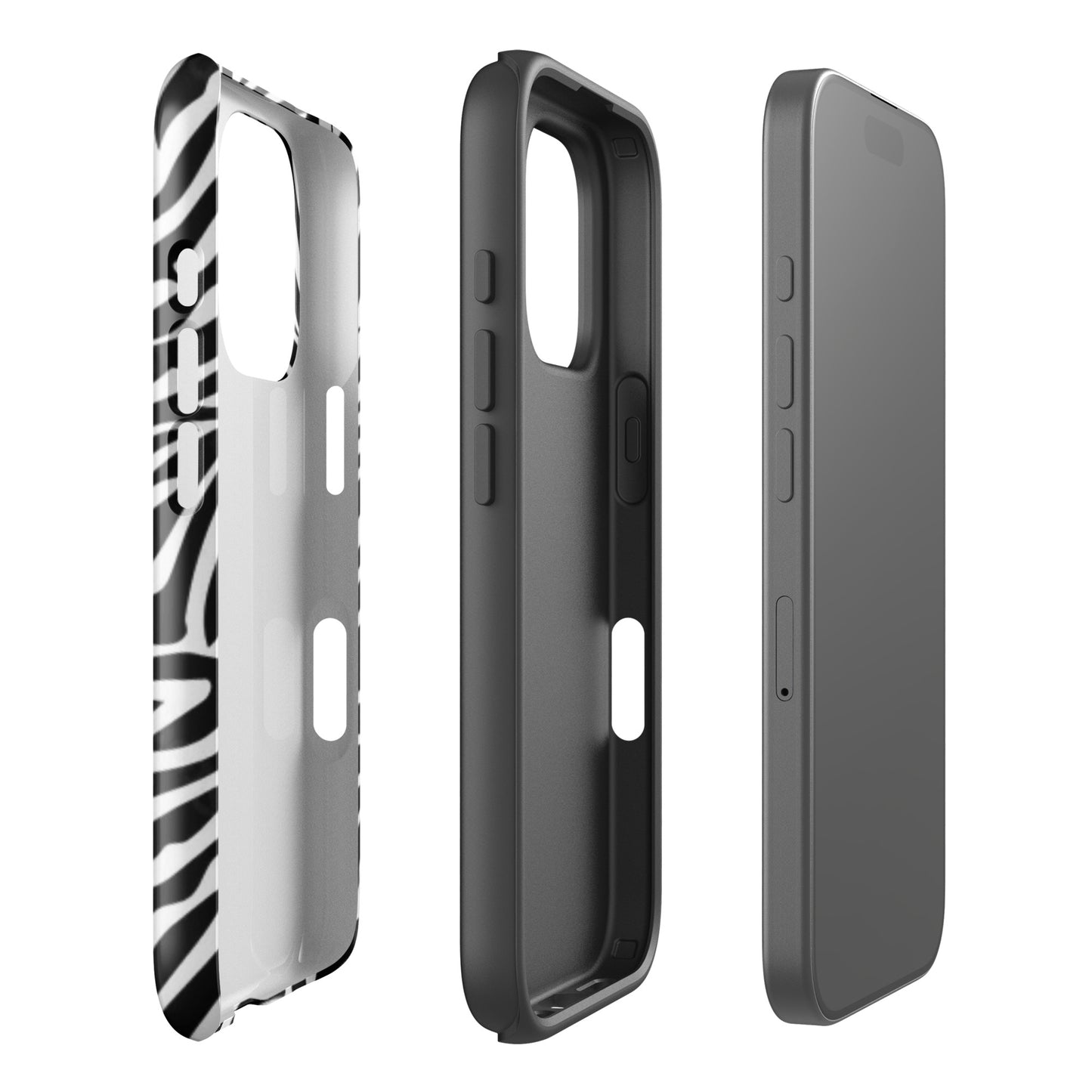 Zebra Print McBling Phone Case – Dual Layer TPU + Polycarbonate Shockproof