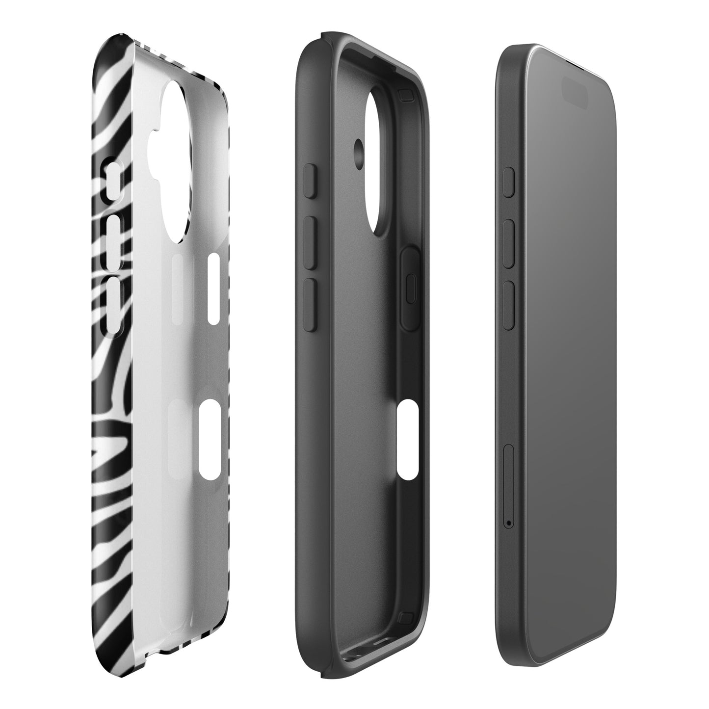 Zebra Print McBling Phone Case – Dual Layer TPU + Polycarbonate Shockproof