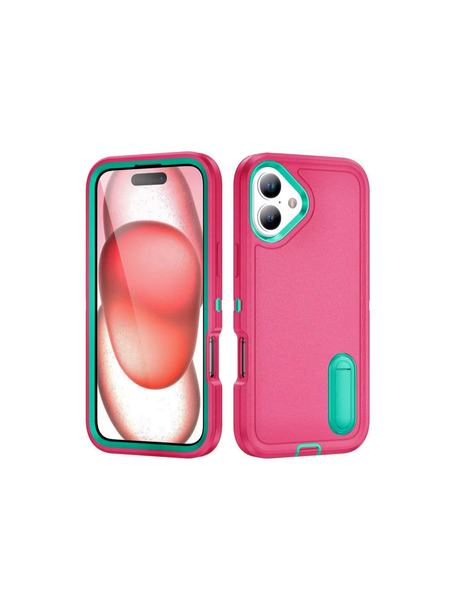 Pink Heavy Duty Protective Multi-Layer Phone Case with Kickstand – Rugged iPhone Cover