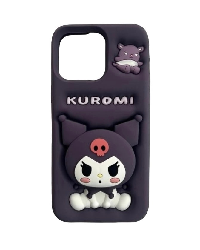 Purple Character 3D Phone Grip Kawaii Aesthetic Case