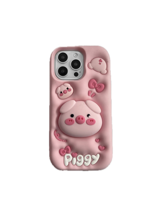 Pink Piglet Kawaii Aesthetic Phone Case with Grip – Cute Protective iPhone Cover