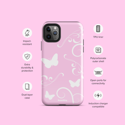 Pink and White Y2K Aesthetic Butterfly Swirl Phone Case - kasebby