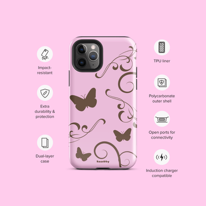 Pink and Brown Y2K Aesthetic Butterfly Swirl Phone Case - kasebby