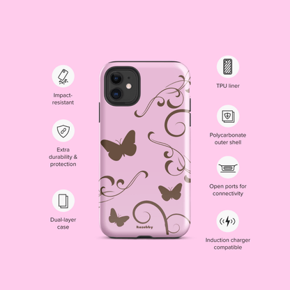 Pink and Brown Y2K Aesthetic Butterfly Swirl Phone Case - kasebby