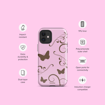 Pink and Brown Y2K Aesthetic Butterfly Swirl Phone Case - kasebby