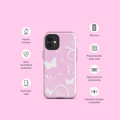 Pink and White Y2K Aesthetic Butterfly Swirl Phone Case - kasebby