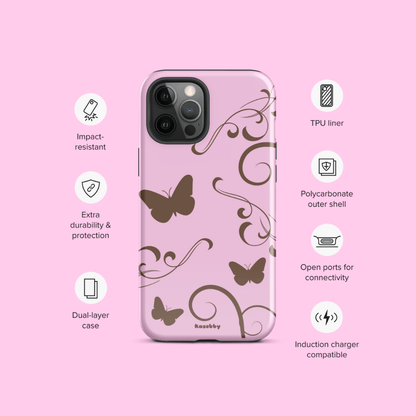 Pink and Brown Y2K Aesthetic Butterfly Swirl Phone Case - kasebby
