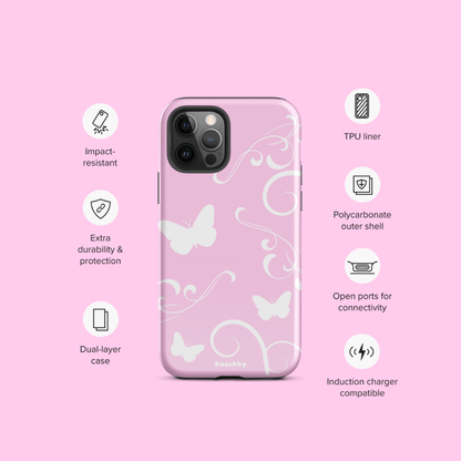 Pink and White Y2K Aesthetic Butterfly Swirl Phone Case - kasebby
