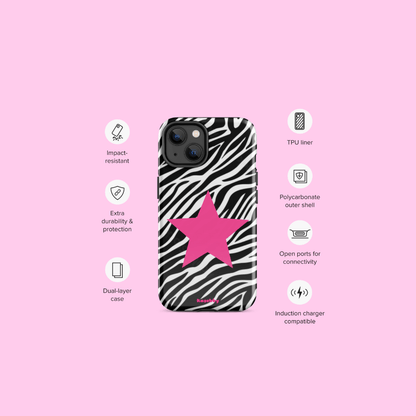 Zebra Print McBling Phone Case – MagSafe Compatible, Precise Cutouts