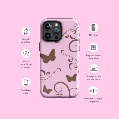 Pink and Brown Y2K Aesthetic Butterfly Swirl Phone Case - kasebby