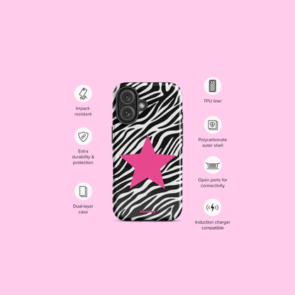 Zebra Print McBling Phone Case – MagSafe Compatible, Precise Cutouts