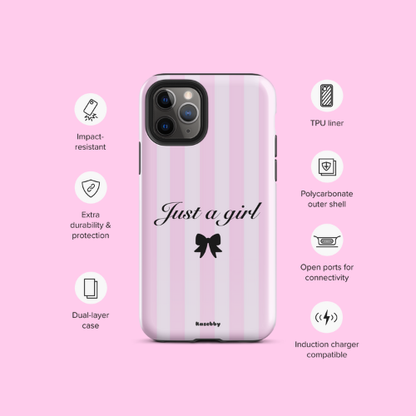 Just a Girl Pink Coquette Aesthetic Phone Case