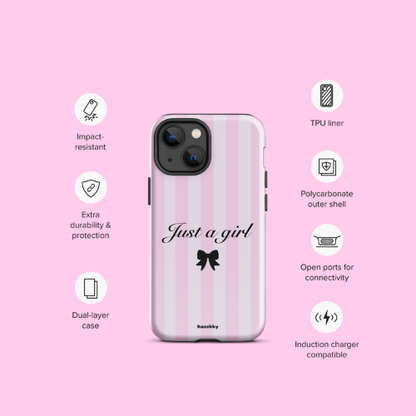 Just a Girl Pink Coquette Aesthetic Phone Case