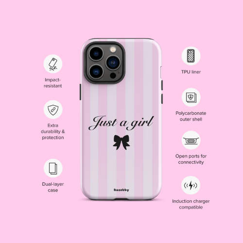 Just a Girl Pink Coquette Aesthetic Phone Case