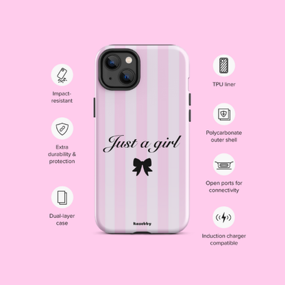 Just a Girl Pink Coquette Aesthetic Phone Case