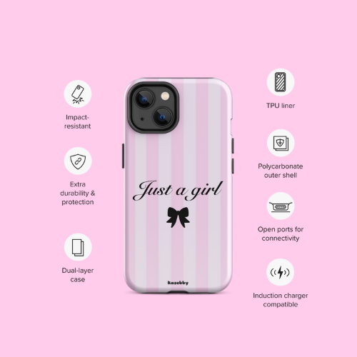 Just a Girl Pink Coquette Aesthetic Phone Case