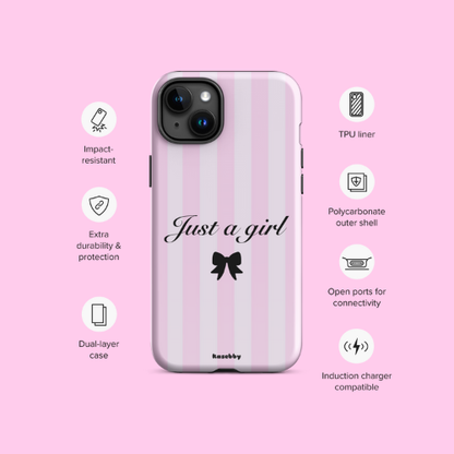 Just a Girl Pink Coquette Aesthetic Phone Case