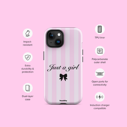 Just a Girl Pink Coquette Aesthetic Phone Case