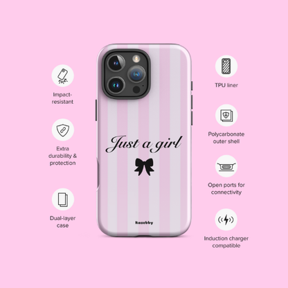 Just a Girl Pink Coquette Aesthetic Phone Case
