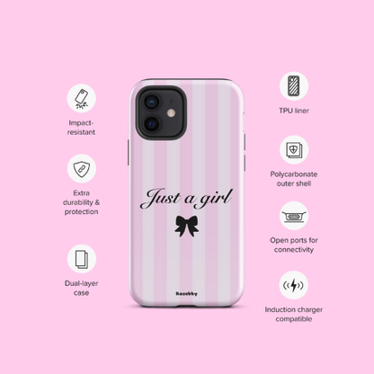 Just a Girl Pink Coquette Aesthetic Phone Case